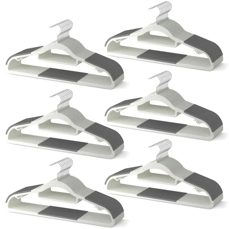 

Набор прочных пластиковых вешалок, нескользящие вешалки для одежды с резиновыми накладками и крючком на 360 градусов, тонкие, экономящие место, для организации гардероба