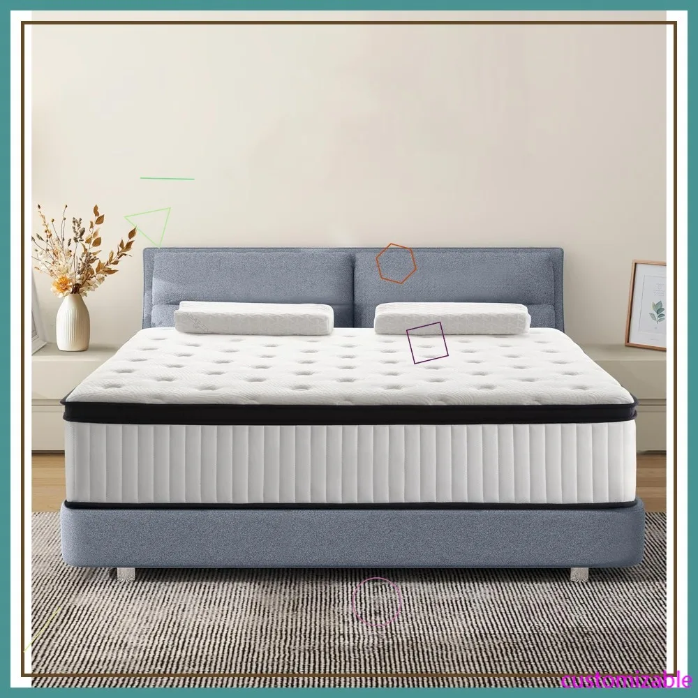 

12-дюймовый полноразмерный гибридный матрас, пена с эффектом памяти и карманные пружины, средней твердысти для снятия давления и быстрого отскока