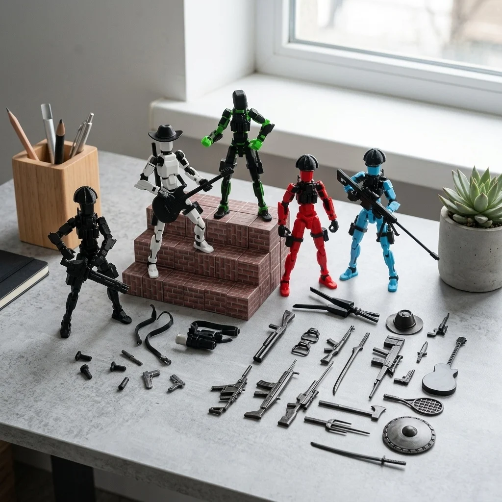 3D Printed Lucky13 Dummy13 T13 Posable Action Figure Robot Assembly Model War Sandbox Desktop Decor Gift