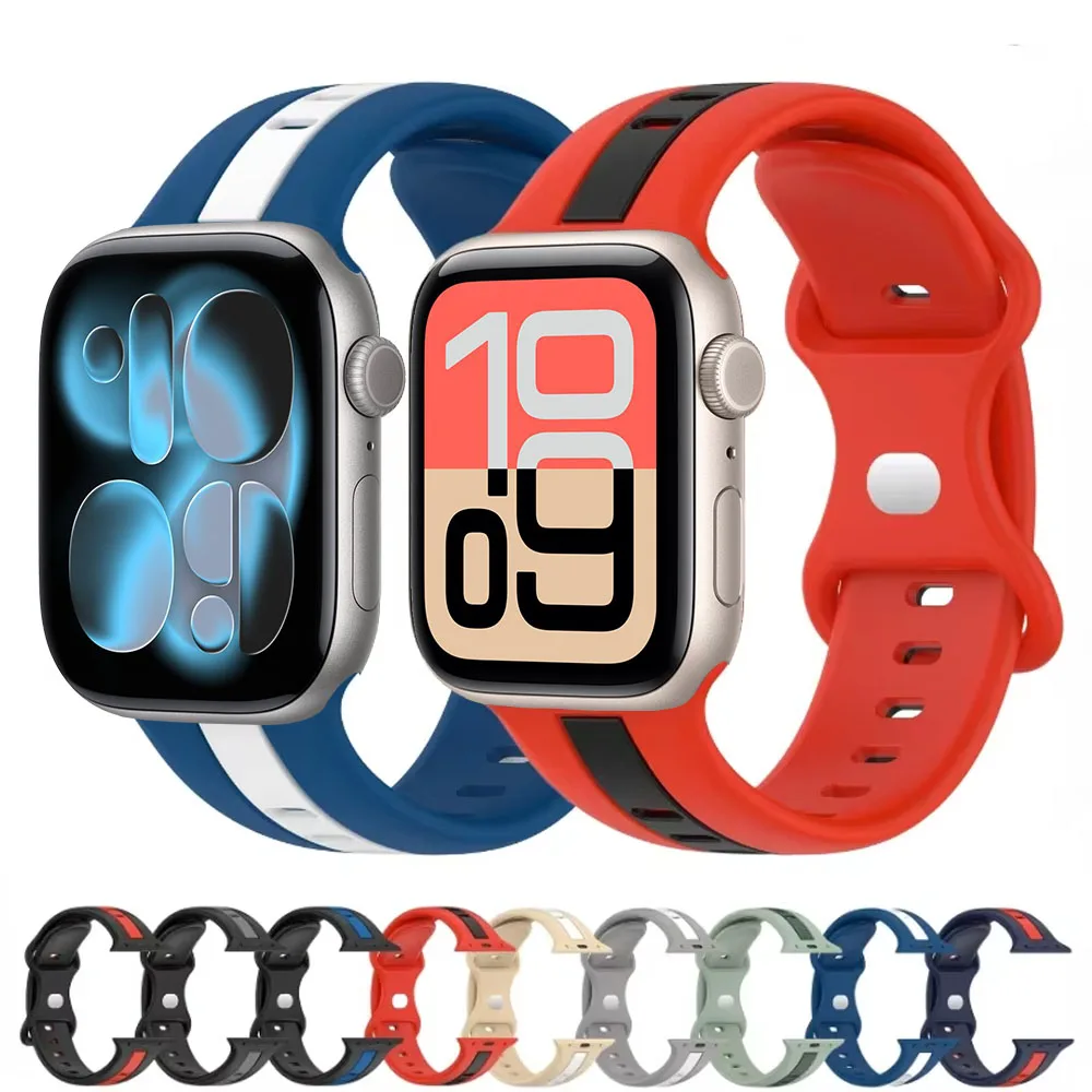حزام سيليكون لساعة أبل الترا 3 49 ملم 11 10 46 ملم 42 ملم 9 8 7 45 ملم 41 ملم سوار رياضي iWatch Series 6 5 4 SE 44 ملم 40 ملم