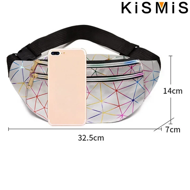 KISMIS Fashion PU Leather Belt Bag - Waterproof Metal Luster Men\'s and Women\'s Belt Bag for Travel