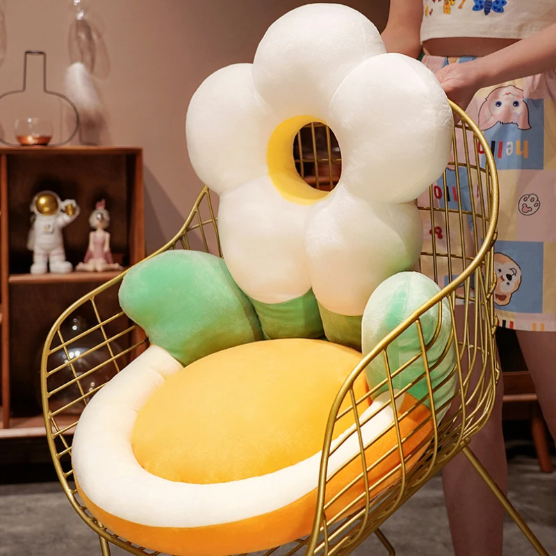 Cute Sunflower Cushion Cartoon Beautiful and Comfortable Semi Closed Backrest Lumbar Support Student Home Office Room Tatami Mat