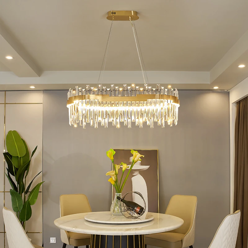 Full-spectrum Luxury Crystal Chandelier Modern Minimalist Eye-friendly Dining Light High-end Bedroom Living Room Pendant Lamp