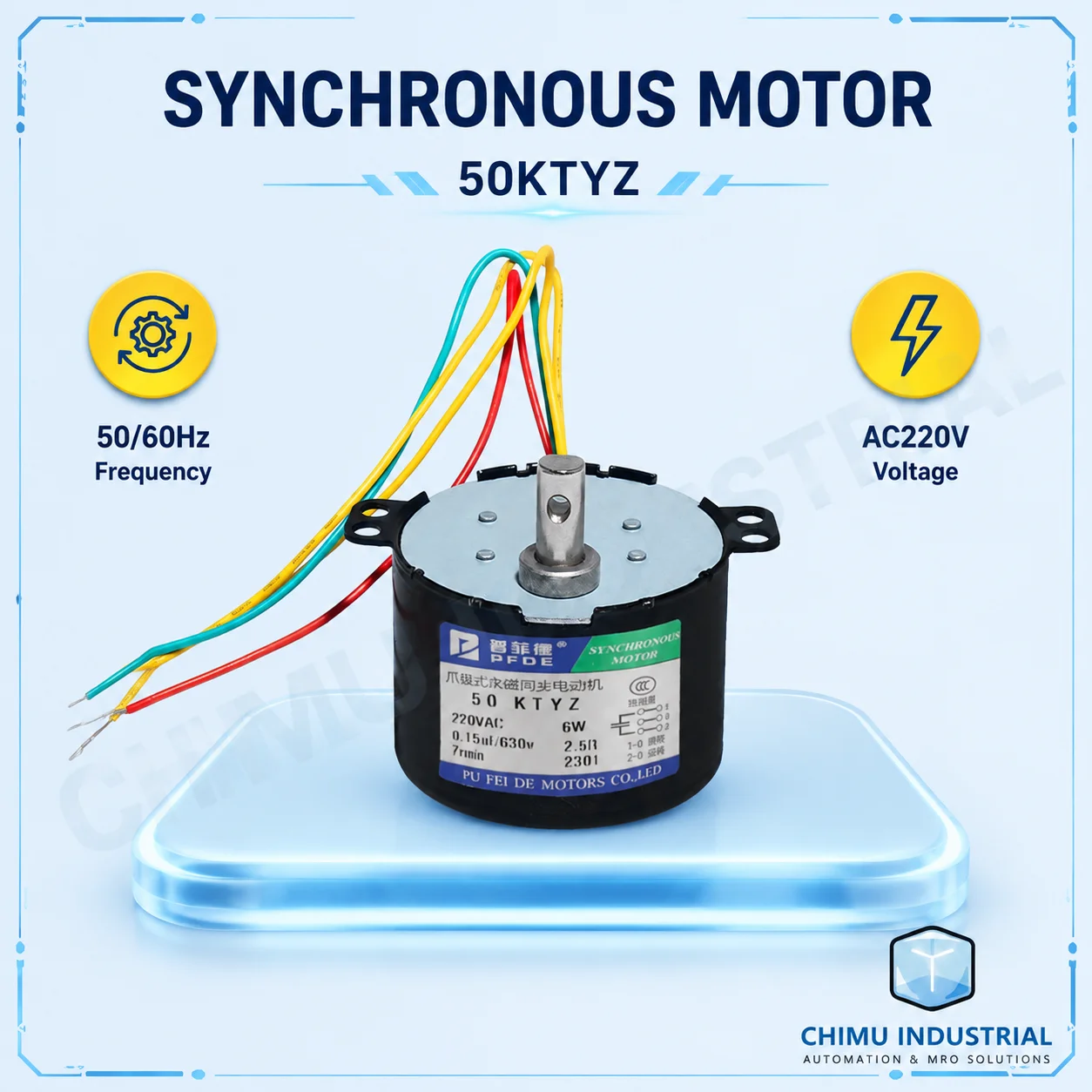 【CHIMU INDUSTRIAL】 for 50KTYZ AC Synchronous Motor 220V Reversible 6W-10W Low Speed Gear Motor