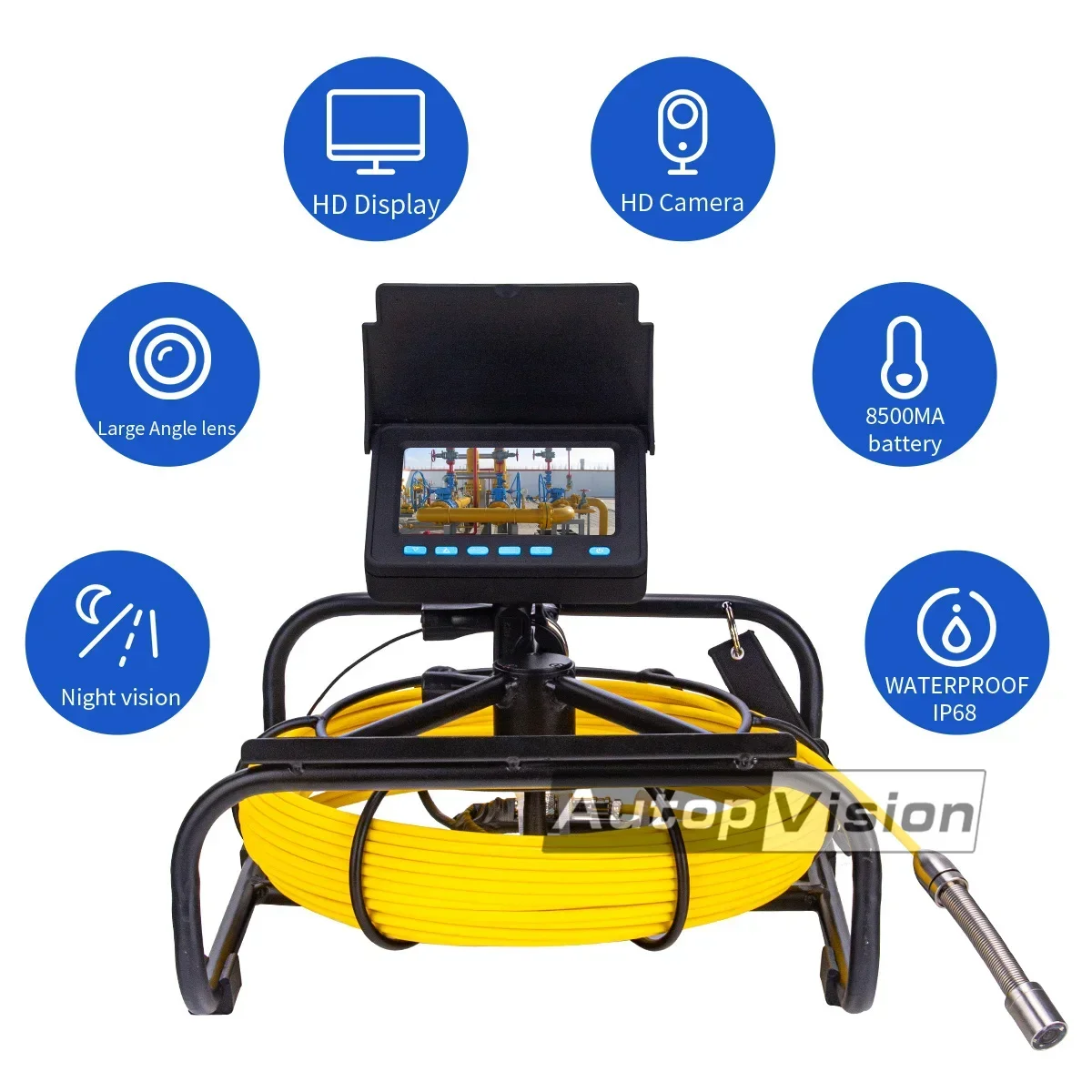 4.3inch Pipeline-Drain-Video-Inspection Camera System  For Piprline Drain Cleaner 8500ma Battery With 6 Led Night Vision