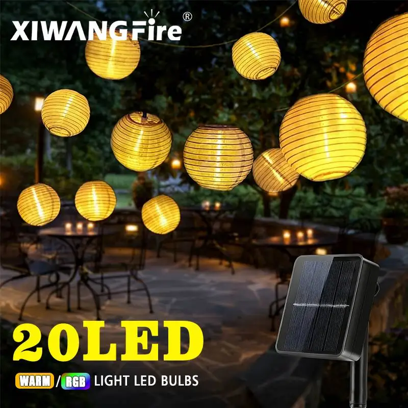 

Solar Lantern String Light Outdoor LED Fairy Garland 8 Modes Warm White Dusk to Dawn for Christmas Wedding Party Garden Patio