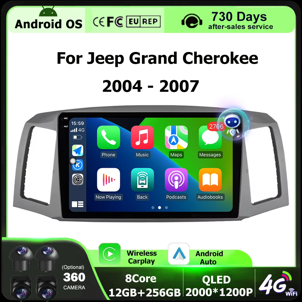 

Android 16 Auto Carplay For Jeep Grand Cherokee 2004 - 2007 Car Radio Multimedia Video Player GPS Navigation Stereo Head Unit BT