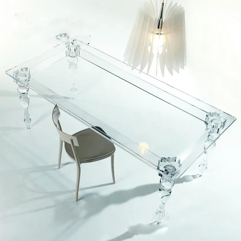 Restaurant Modern Design Banquet Transparent Acrylic  Crystal Glass Leg Dining Table Acrylic Hotel Tables