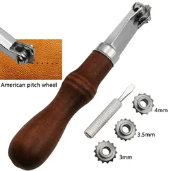 DIY Leather Craft Kit Spacing Tool Stitch Line Marking Wheel Gear Roulette Sewing Spacer Leather Craft Tool