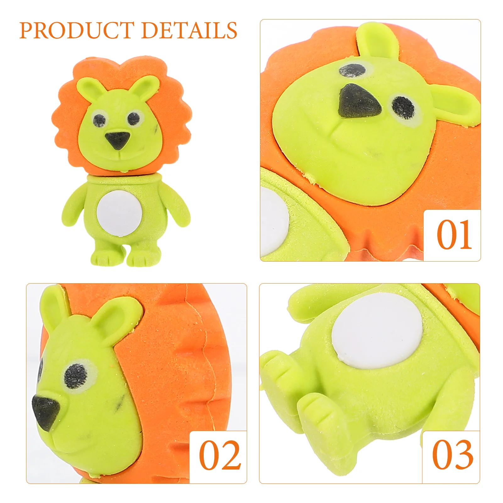 24 Pcs 3D Three-dimensional Pencil Correction Rub Erasers for Kids School Cartoon Puzzle
