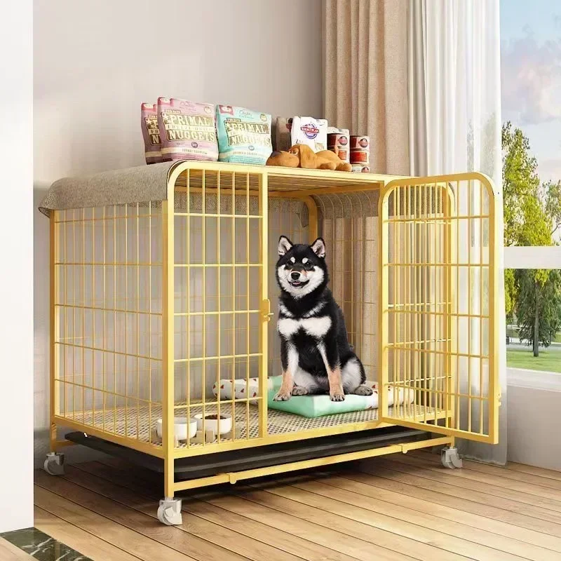 Dog Cage Large Medium Dog Indoor with Toilet Separation Bold Pet Cage Golden Retriever Labrador Household Dog Playpen House