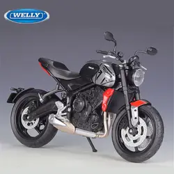 WELLY-Triumph Trident Motocicleta Modelo Para Crianças, Simulação De Corrida De Liga, Metal Diecast, Esportes De Rua, Presente, 660, 1:12