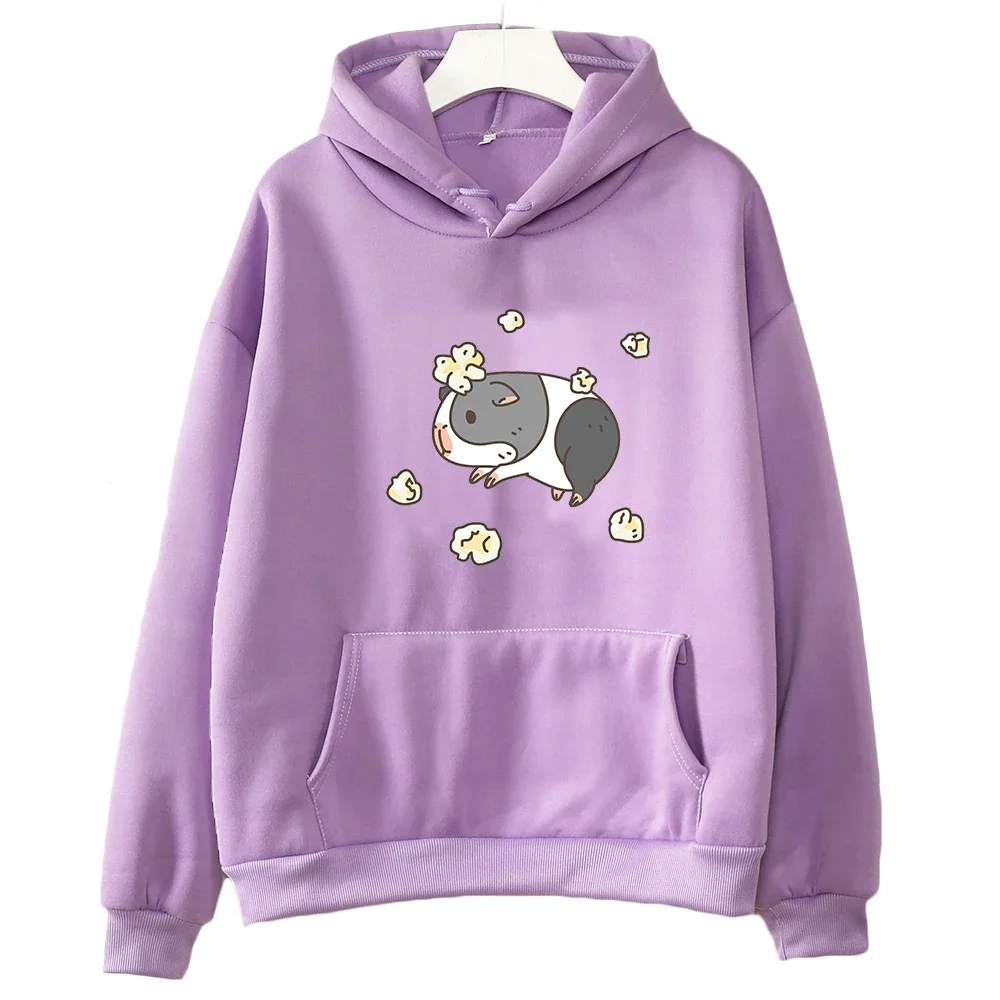 Domesticated Guinea Pig Animal Cavia Porcellus Anime Hoodie WOMEN Cartoon Kawaii/Cute Long-sleeved Sweatshirt Manga/Comic O-neck