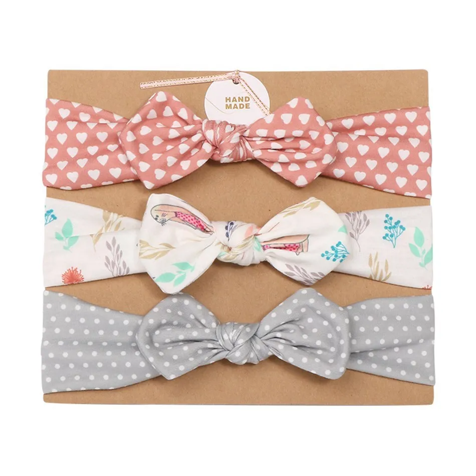 0-2 Years Newborn Baby Headwear 3pcs Spring Autumn Toddler Baby Elastic Bow Hair Ornament Cute Headband for Baby