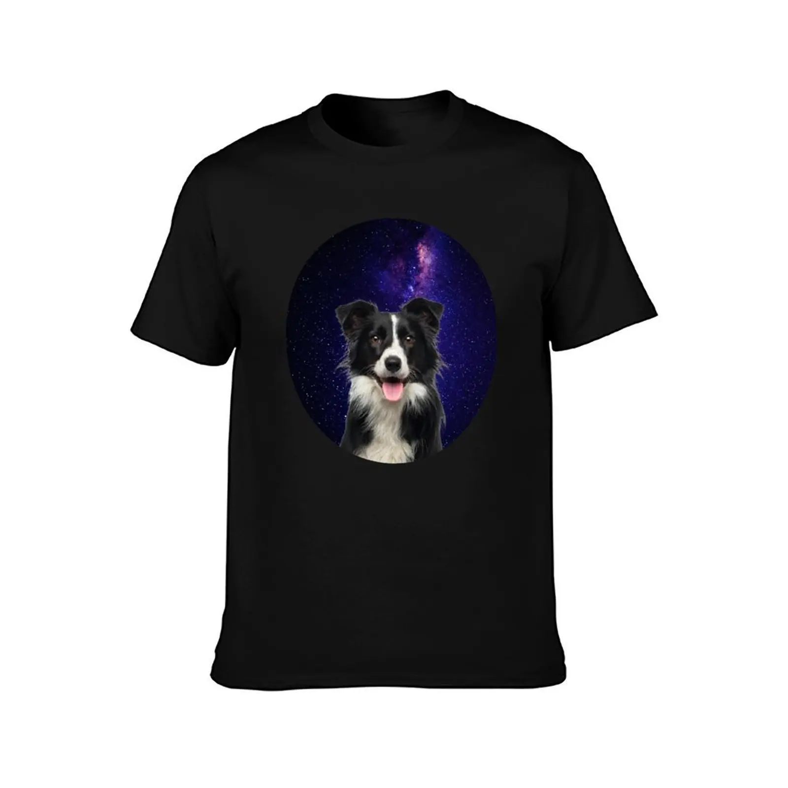 funny border collie lover face dog galaxy gift T-Shirt, Summer Casual Cotton Tee, Oversized Streetwear Tops, Unisex Men Women