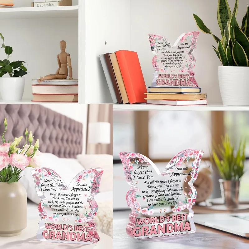 لوحة الجدة على شكل فراشة - هدية على شكل قلب من حفيدة عيد الميلاد وعيد الأم #5