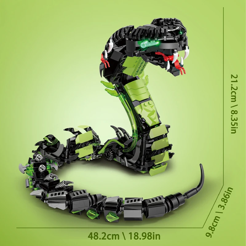 689 pezzi meccanici che si illuminano al buio Cobra Animal Building Blocks Set decorazione da tavolo fai da te modello compleanno regali di Natale per i bambini