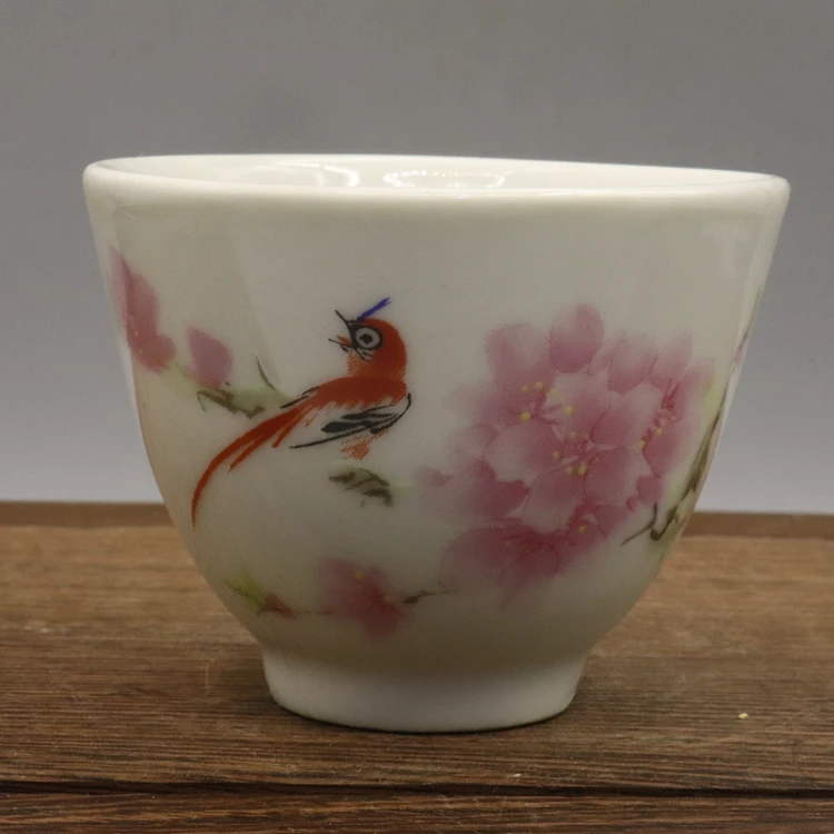 Fleurs de la République de Chine, oiseaux, points d'eau, fleurs de pêcher, bols à thé, standard de thé Kung Fu, porcelaine, produits ménagers