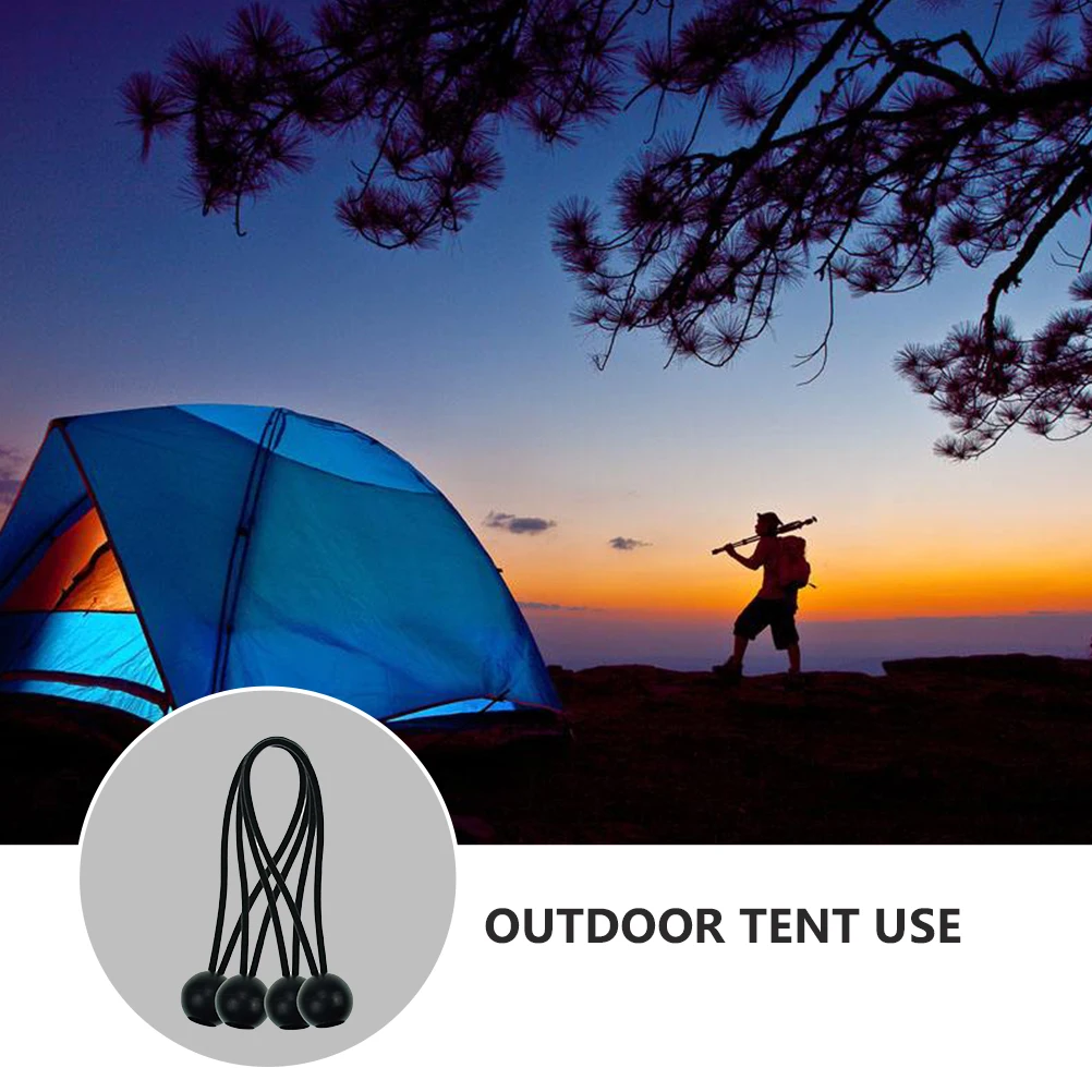 

25pcs Tie Down Strap Ball Head Elastic Rope Tie Down Strap Canopy Tent Accessories Bungee Cord for Tarp Securing Black