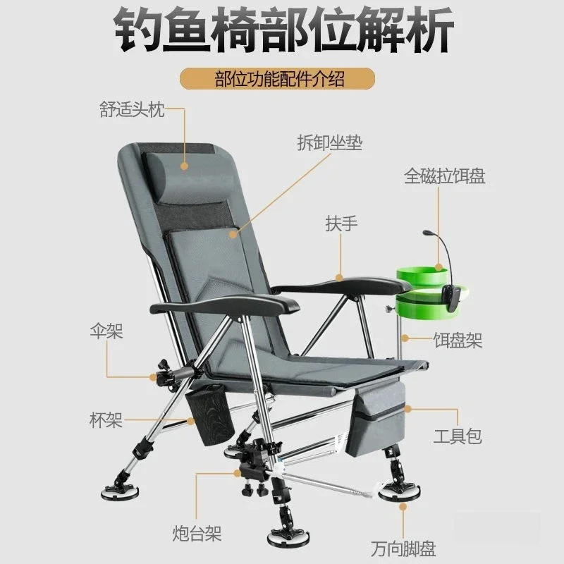 European fishing chair with extended legs, a full set of new multi-functional fishing chairs