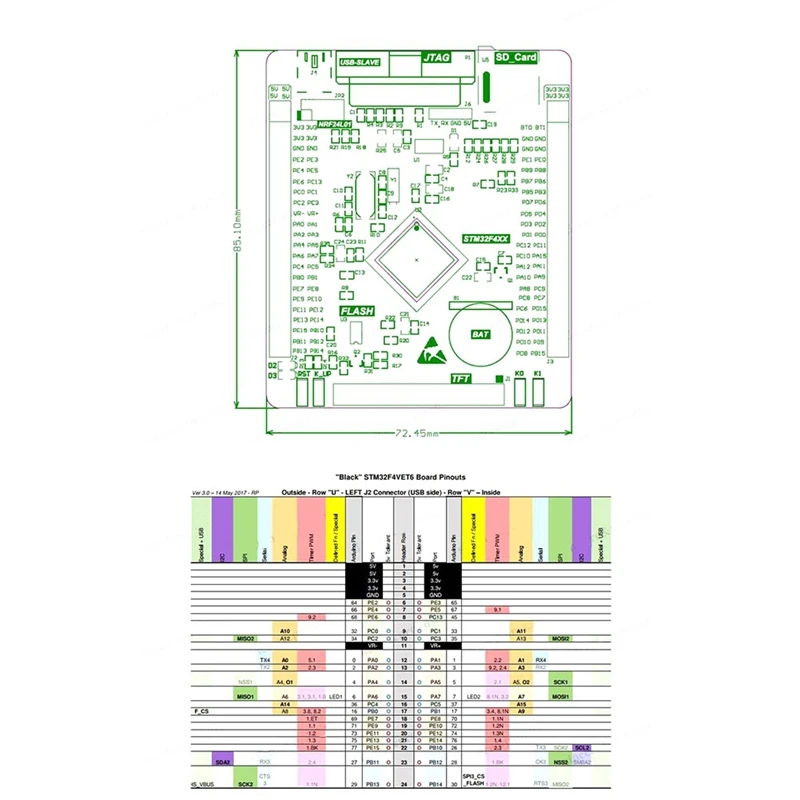 STM32F407VET6 Макетная плата Cortex-M4 STM32 Минимальная системная обучающая плата ARM Core Board + 3,2-дюймовый ЖК-экран TFT