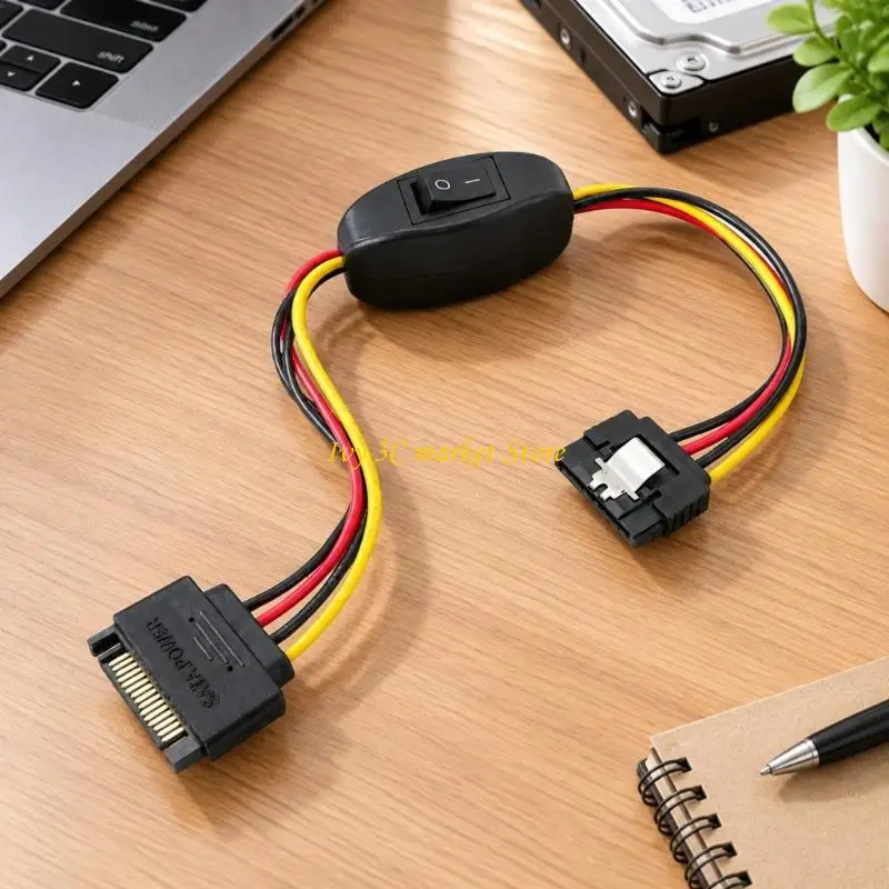 D7YC Flexible PVC Serials ATA Power Extension Cable with Manual Switches for Desktop Drive Routing During Assembly and