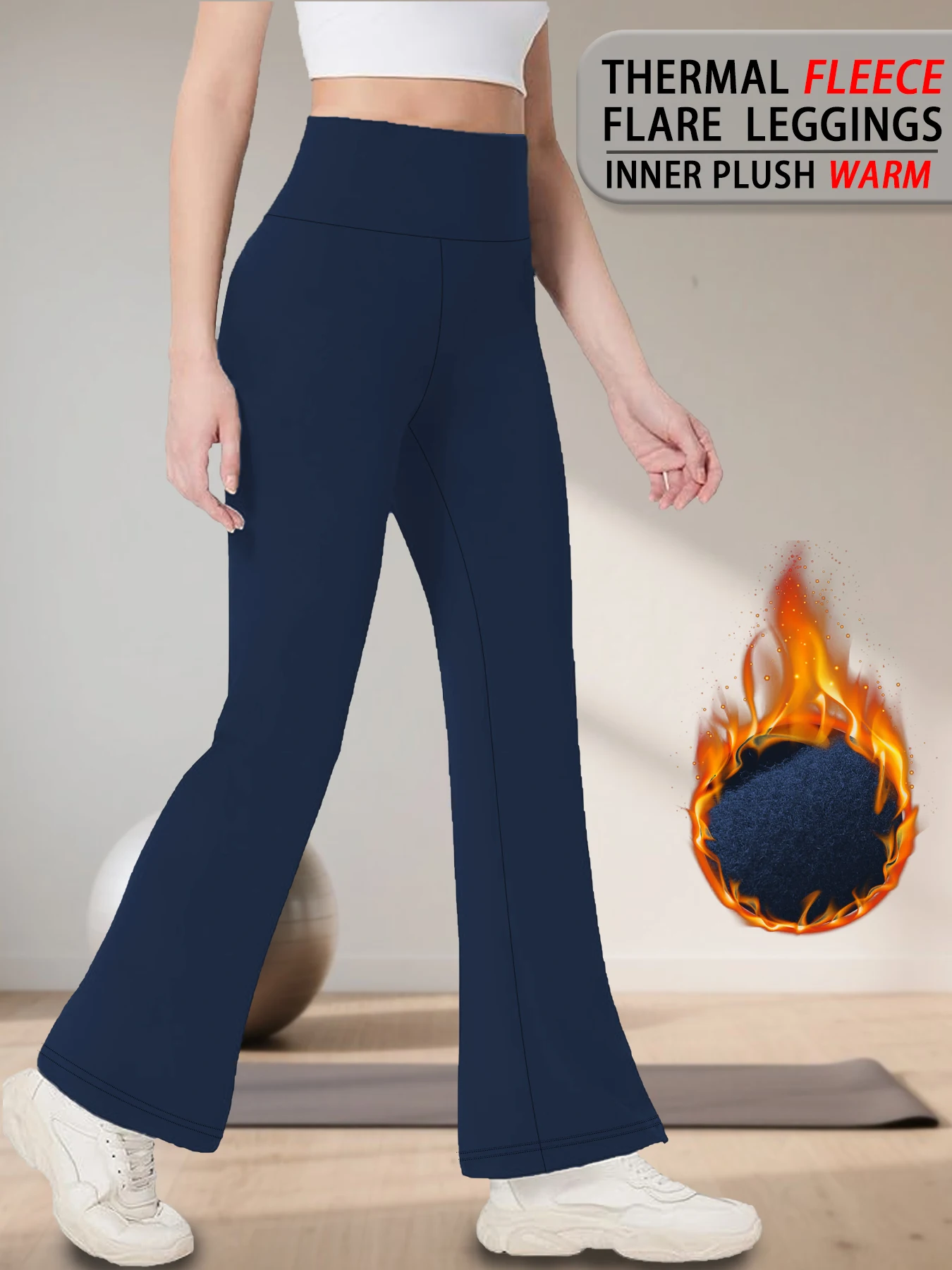 

Women's Fleece lining Leggings - High Waisted Super Soft Flare Pants with Tummy Control Feature.