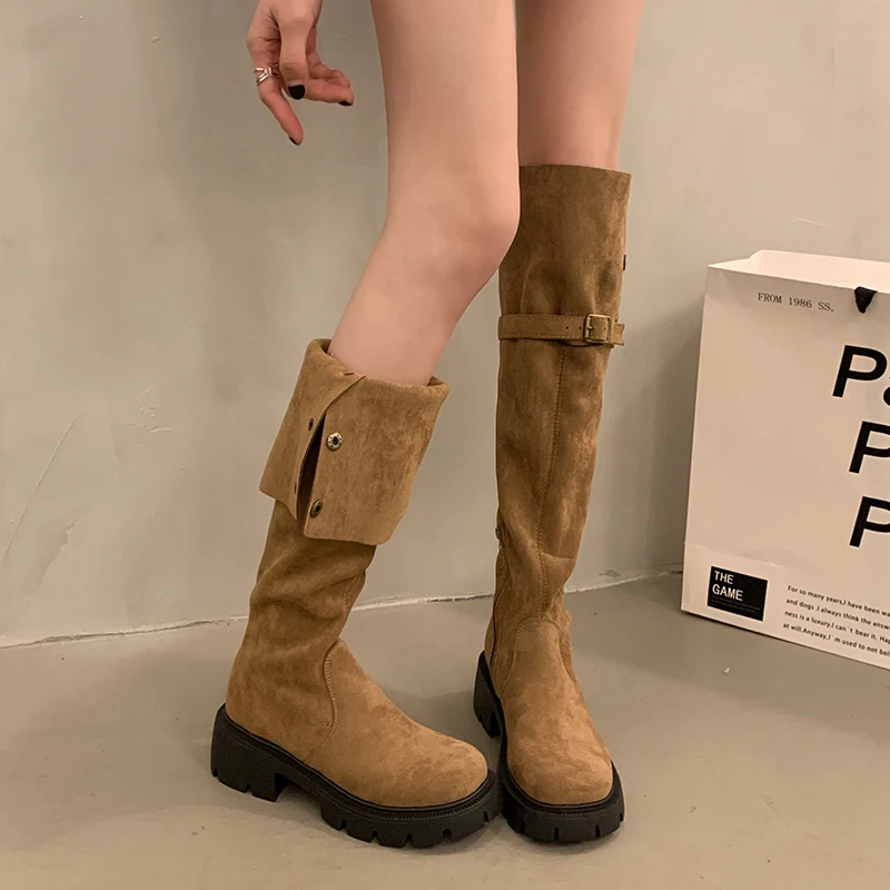 boots women's Brand New Female Platform Thigh High Boots Slim Chunky Heels Over The Knee Boots Women Party Shoes Woman