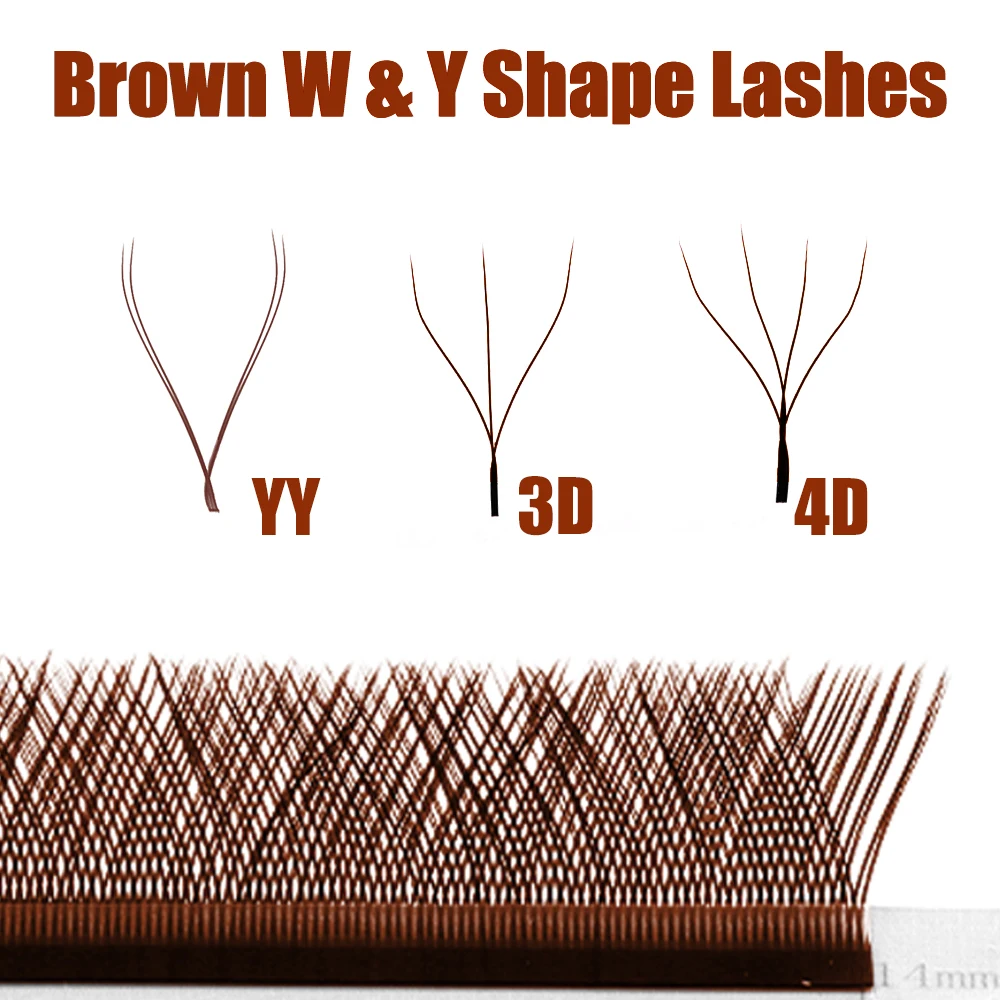 FADVAN Brown 4D/3D lashes W Shape Lashes Faux Mink D Curl Natural Soft Brazilian Eyelash Premade Fans Eyelash Extensions