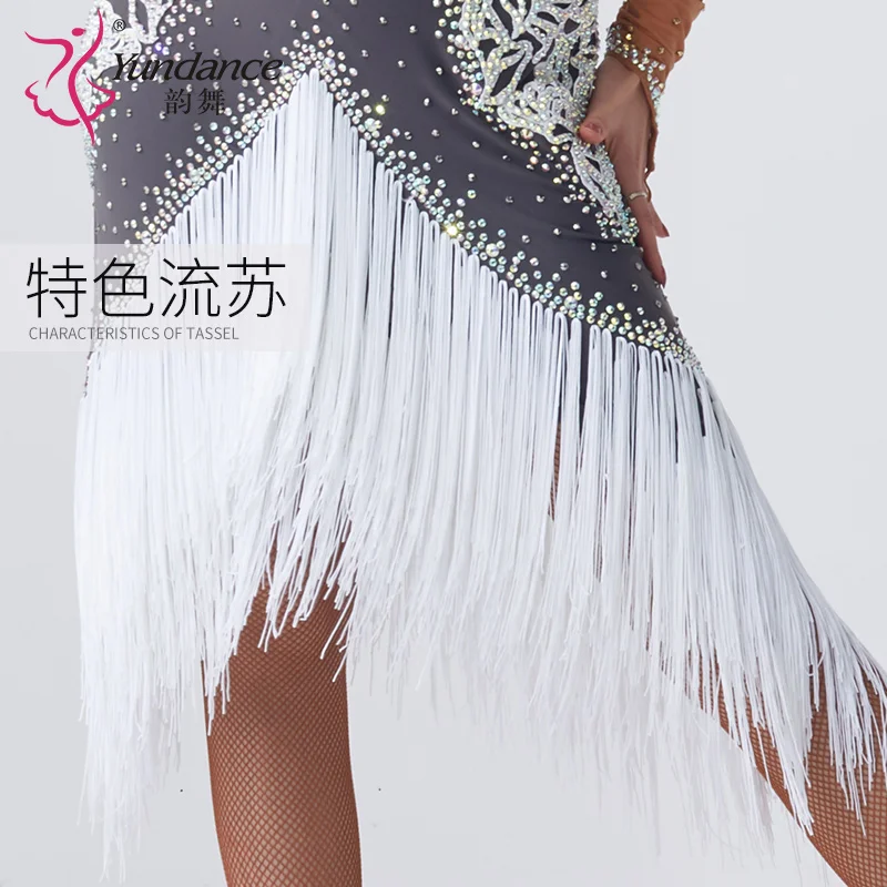 L-2043 New Latin Dance Dress Latin Skirt Competition Costumes Performing Dress Sparkly Rhinestones Royal Blue Latin Dress