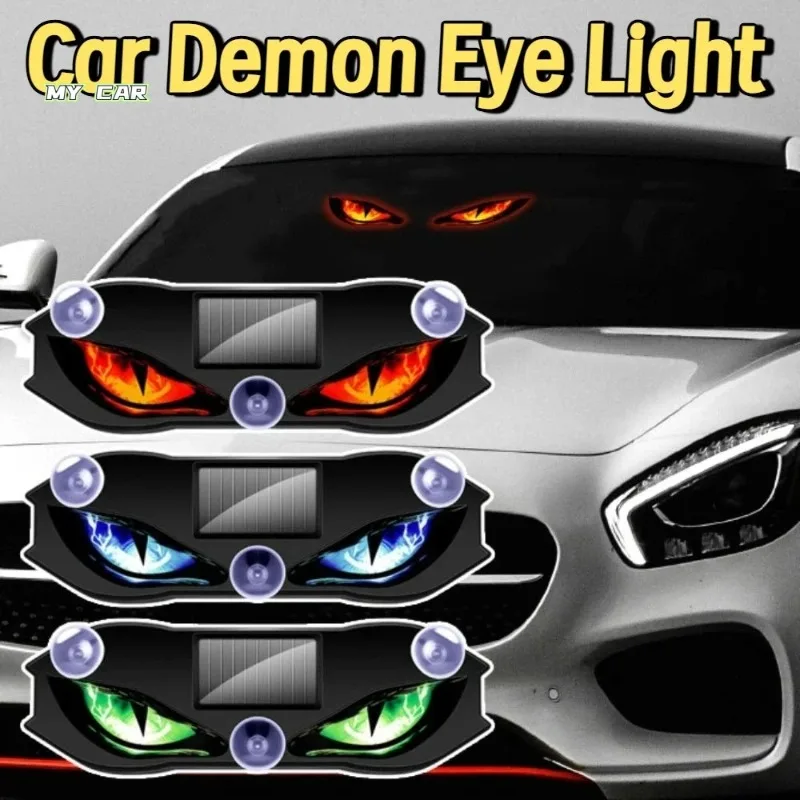 Creative Car Demon Eye Light Cool Flashing Solar Warning Light Safety Suction Cup Installation Rear Window Light Auto Decoration