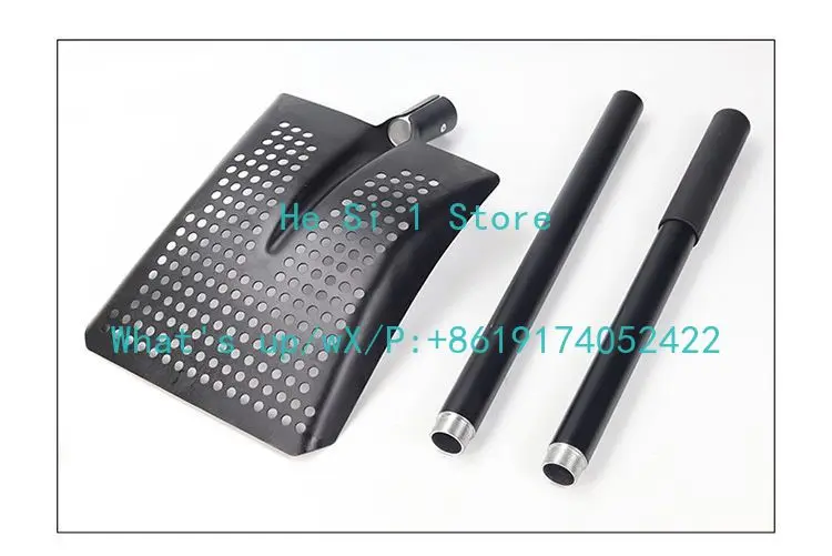 9762-ZY-55 Black splicing straight rod + black multi-hole square shovel, splicing leaking shovel Agricultural thickened