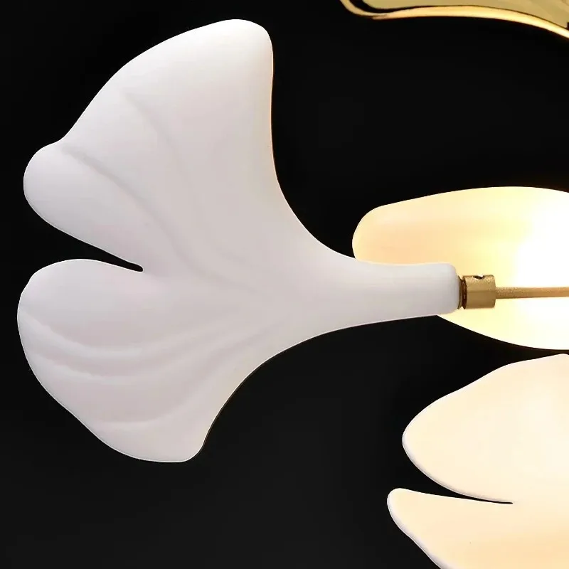 الإيطالية الإبداعية الجنكة ورقة LED الثريا غرفة المعيشة غرفة نوم قاعة المعارض الحديثة الذهب/الفضة ورقة فرع الفن مصابيح معلقة