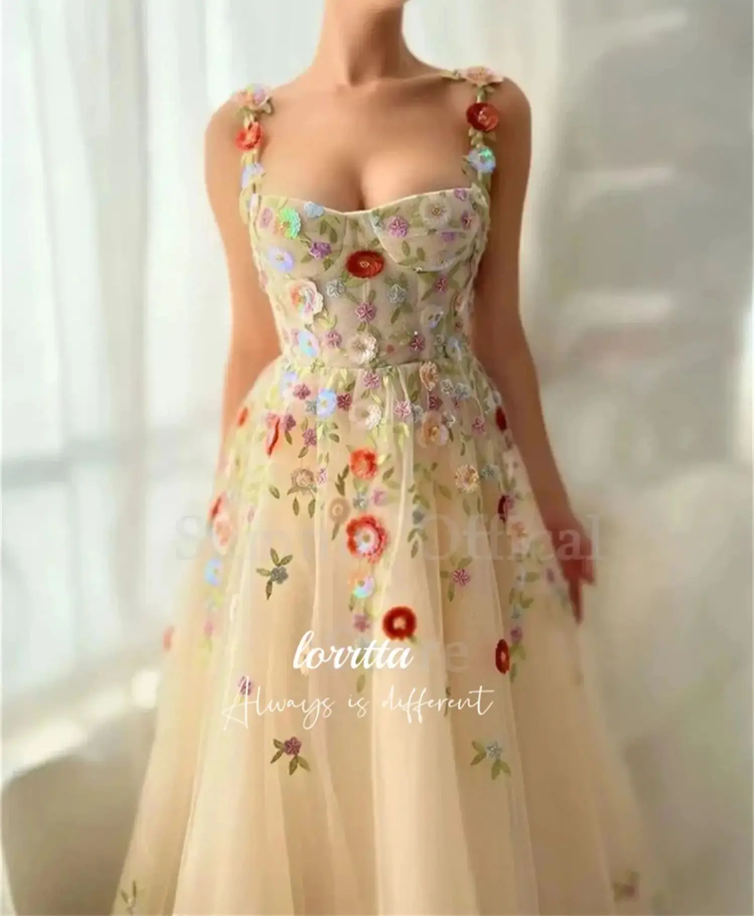 Lorrtta Wedding Party Three-dimensional Beaded Flower Fabric Ball Gown Line A Graduation Formal Dress Es Gala Dresses 2024 Prom