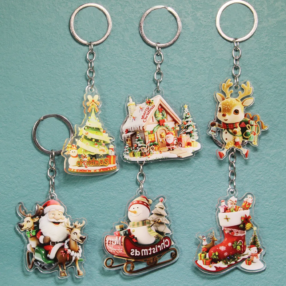 300pcs/lot Santa Claus key chain festive promotional pendant jewelry Christmas keychain Christmas gift small gifts