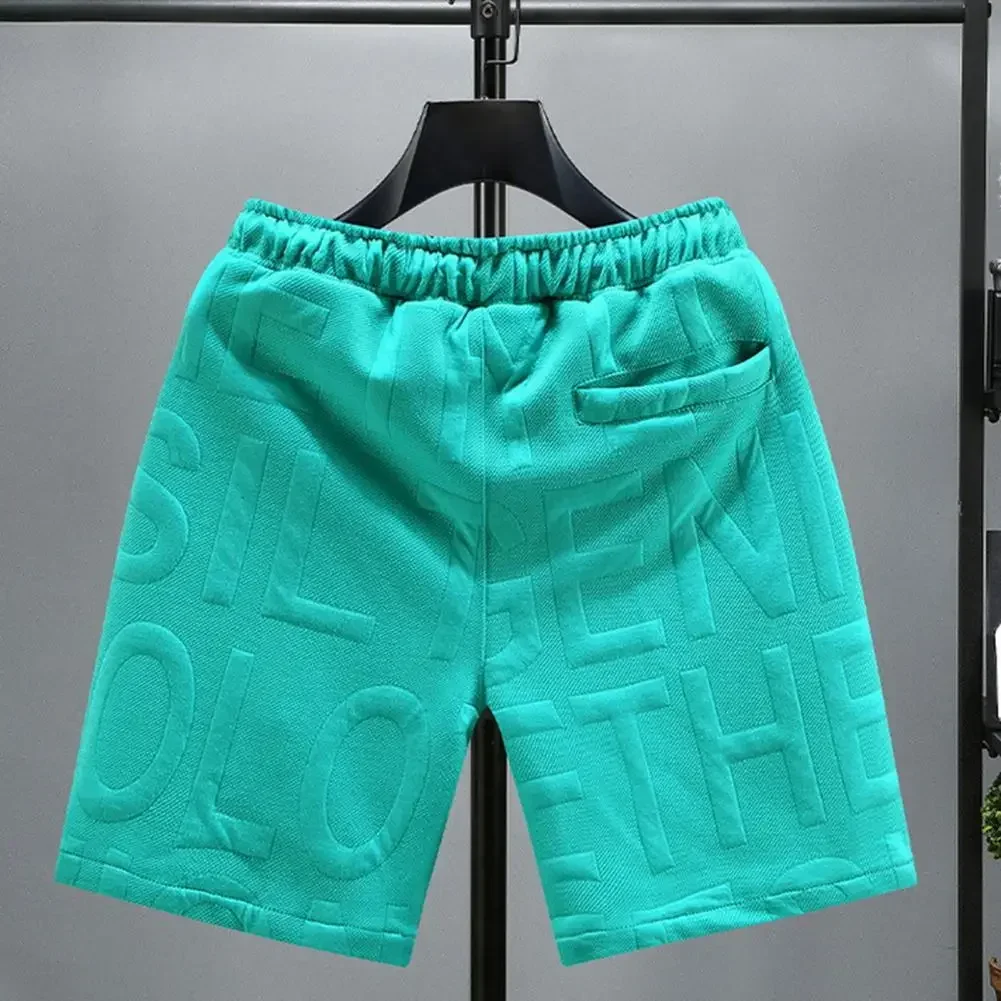 LIBIELIY Men Solid Color Shorts Men's Drawstring Sport Shorts Solid Color Elastic Waist Above Knee Length With Pockets Casual F