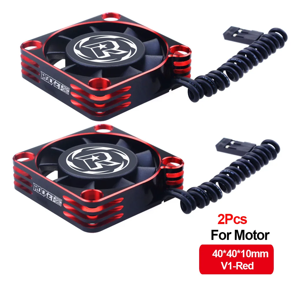 Rocket-RC 25mm 30mm 35mm 40mm 50mm Metalen Koelventilator Voor 1/10 1/8 1/7 1/5 RC Auto ESC Motor Koellichaam-V1 V2 Versie Rood & Zwart