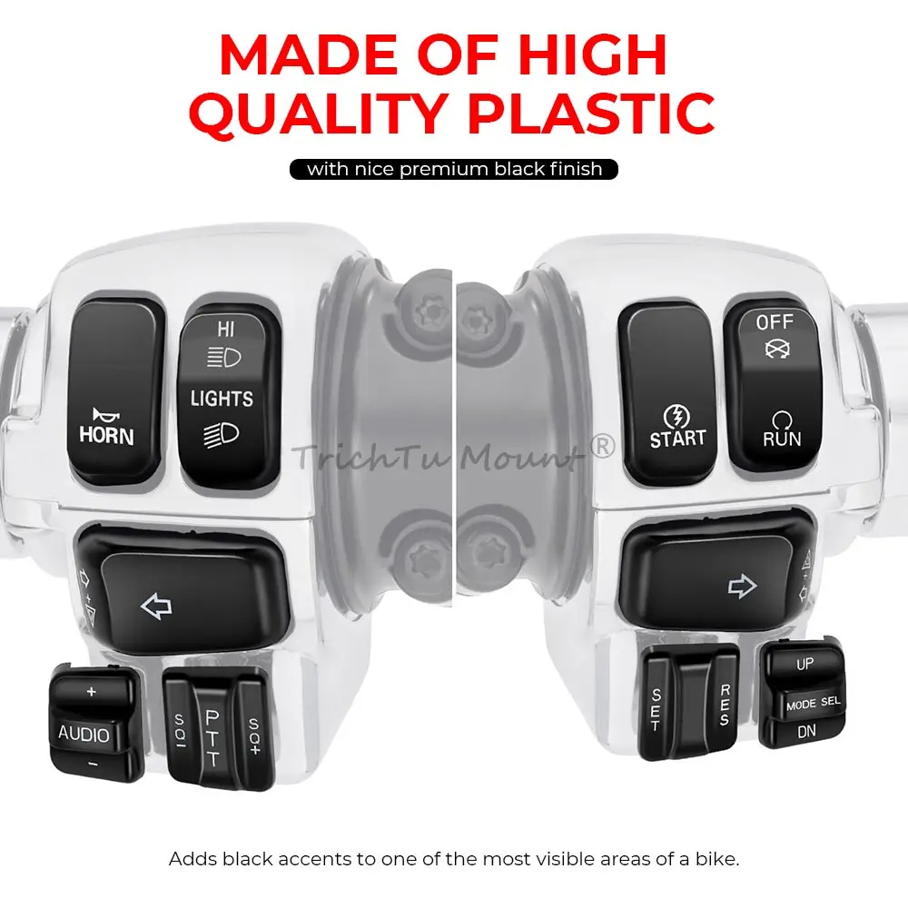 10PC Motorcycle Hand Control Switch Caps Handlebar Button Covers For Harley Ultra Classic Electra Glide FLHTCU 1996 1997 -2013