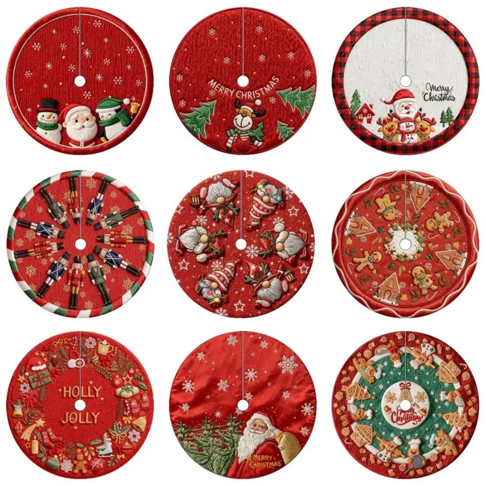 90CM Diameter Christmas Tree Skirt Easy To Clean Durable Material Tree Surround Base Cartoon Printed Christmas Decorative Item