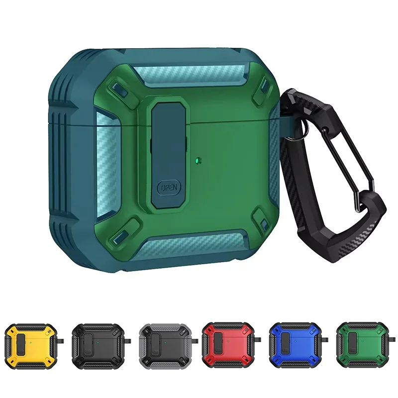 Earphone Protective Case For AirPods 1 2 3 And Pro 1 2 Shockproof TPU Cover With Keychain Security Lock Soft Shell Accessories