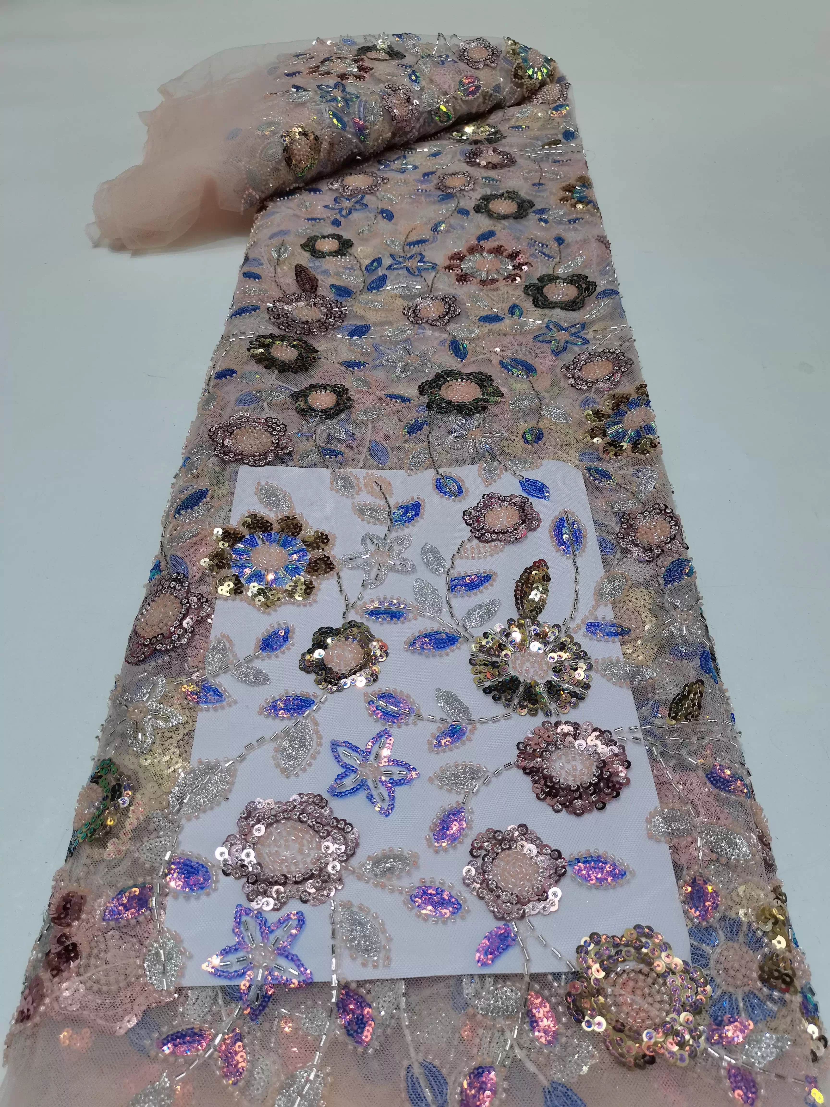 

1 ярд роскошной марлевой ткани с изысканными бусинами, пайетками, цветами и вышивкой, ткань для свадебных платьев, чонсамов и шитья своими руками