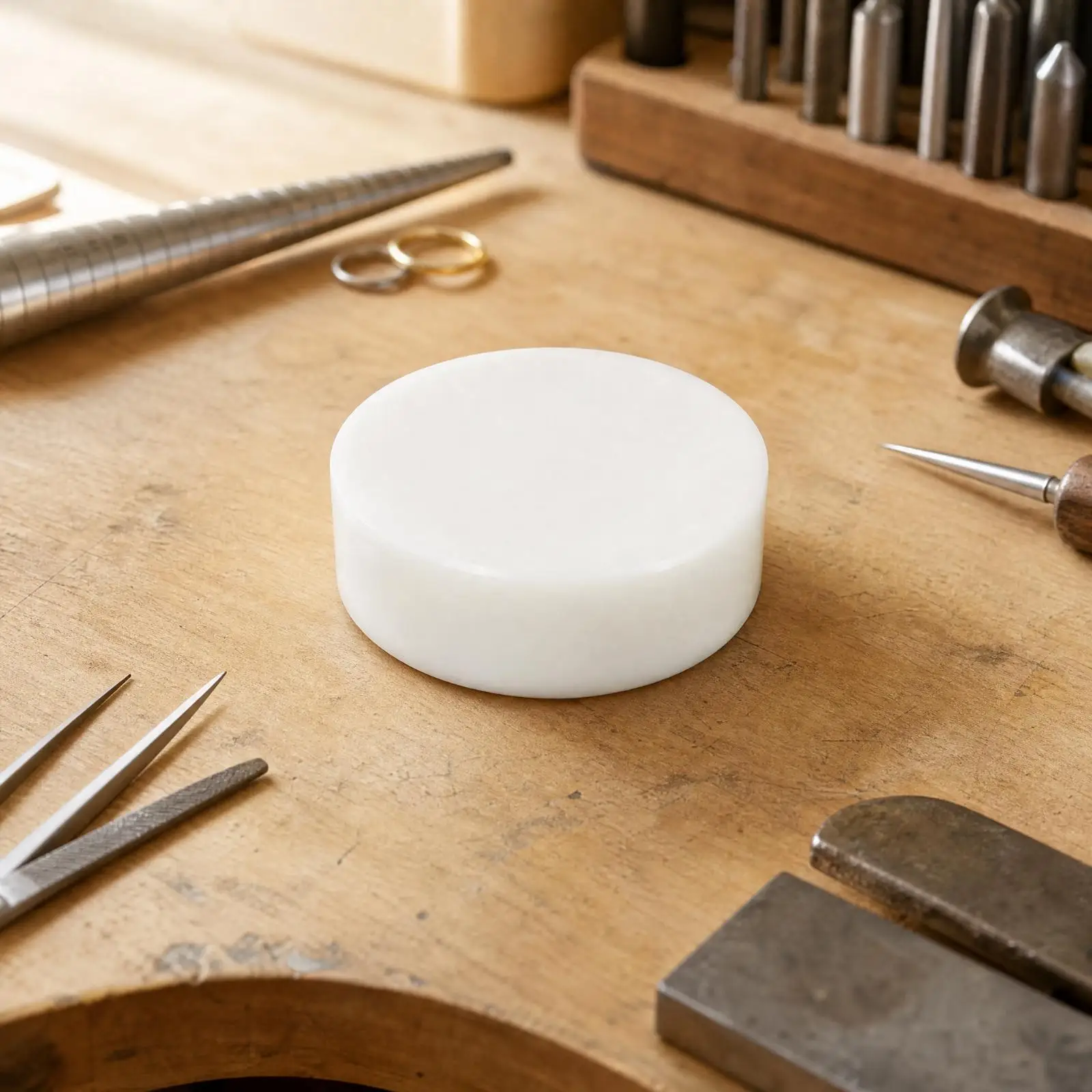Solid POM Jewelry Flattening Block for Ring Bracelet Shaping Bench Tool Compact Work Surface