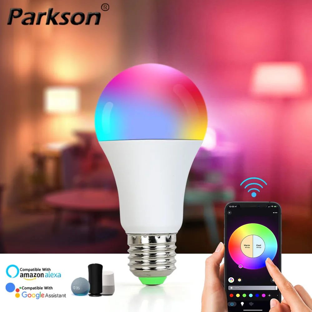 

Smart RGB CCT LED Lamp Bulb E27 10W AC 220V Dimmable Colorful Neon Light Bulb Smart Life App Control Support Alexa Google Light