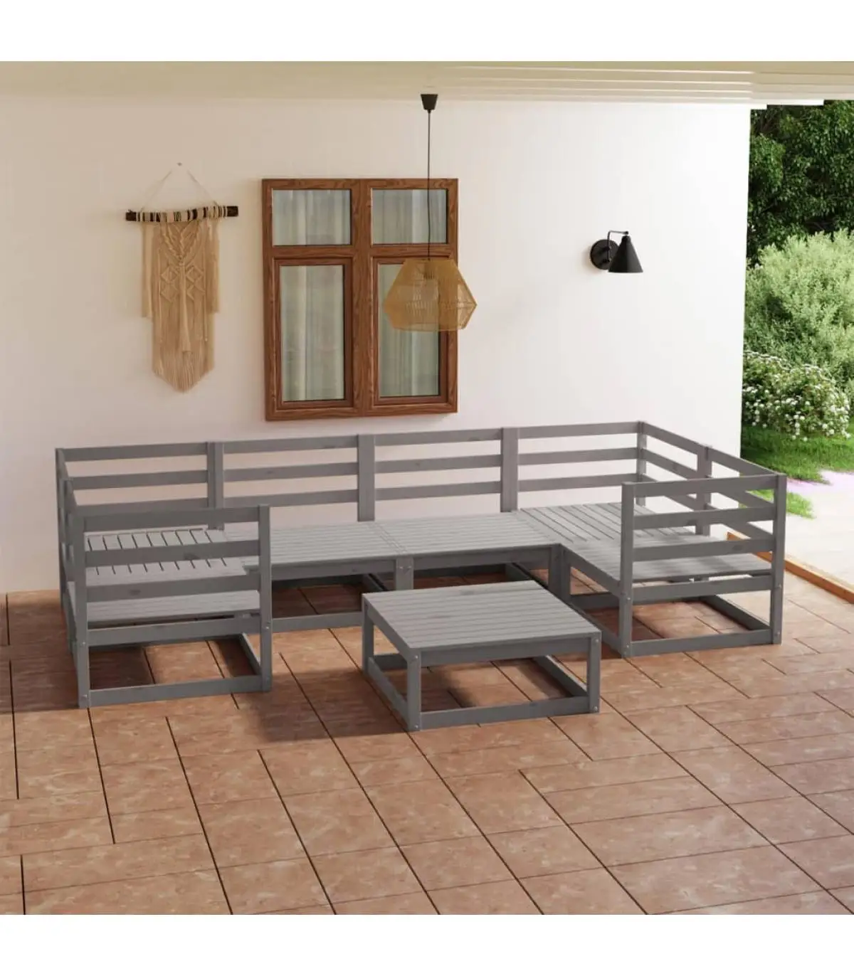 Garden sets garden furniture 7 pieces solid pine wood