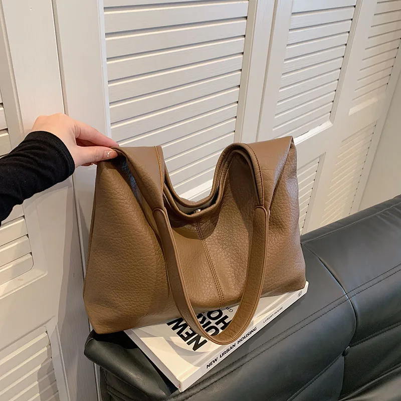 High Quality PU Simple Hasp Shoulder Bags Solid Large Capacity Sense of Luxury Commute for Women 2024 Fashion Classic Style