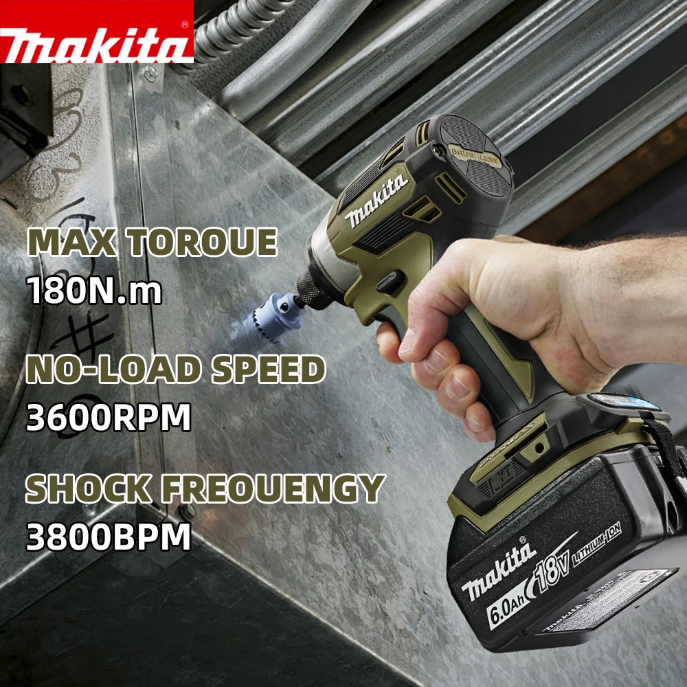 Makita 18V DTD173 Green Drill Brushless Power Tool for Home Improvement And DIY Projects 180Nm Electric Drill Wood/Bolt/T-Mode