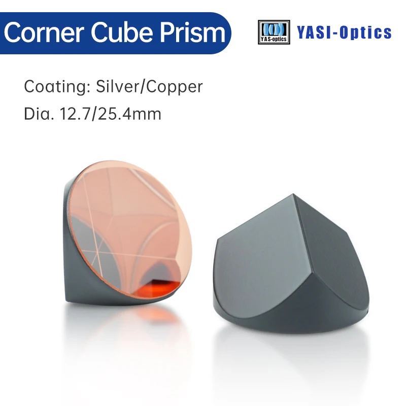 Yasi 코너 큐브 프리즘, 토탈 스테이션 측량용 구리 실버 코팅, 1 인치 K9 삼각형 역반사판, 12.7mm, 25.4mm