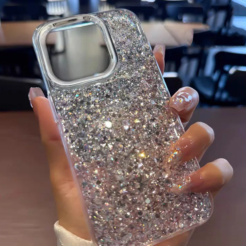 Flash Powder เหมาะสําหรับเคสโทรศัพท์ Apple 15 Pro Max ใหม่สําหรับ iPhone 16 Flash Glitter Premium Phone Case