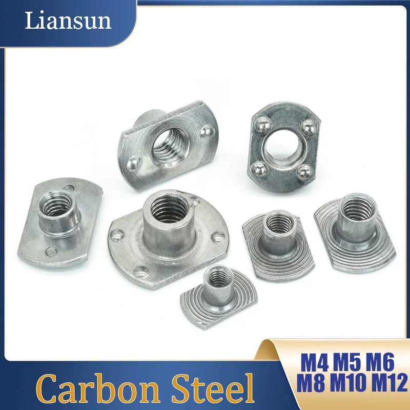 Carbon Steel Stepped Notched Nuts T-Nuts M4 M5 M6 M8 M10 M12 1/4 5/16 3/8 7/16 T-Type Stepped Locking Flange Steel Plate Nuts