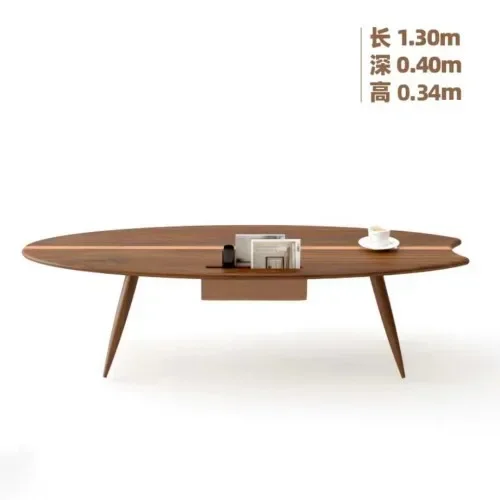 

Modern simple solid wood coffee table living room furniture foldable edge table